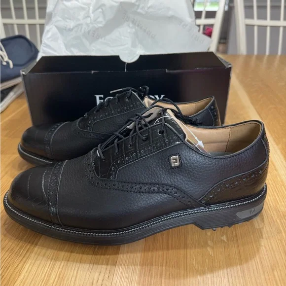 FootJoy Black Leather Men's Golf Shoes - Picture 6 of 16